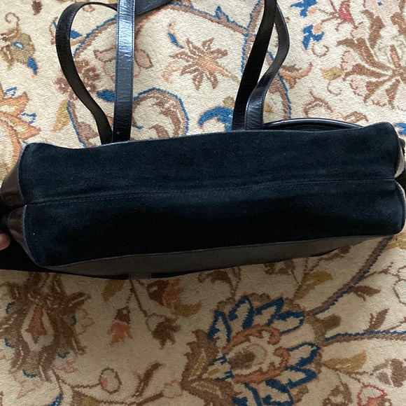 Mondi made in Italy vintage black suede and leather tote bag. - Picture 3 of 6
